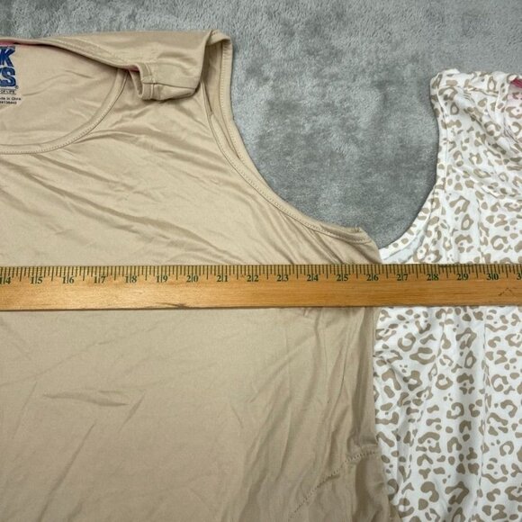 Muk Luks Womens 2-Pack Sleep Dress 3X Beige & Leopard Polyester Blend a0353 - Picture 3 of 7